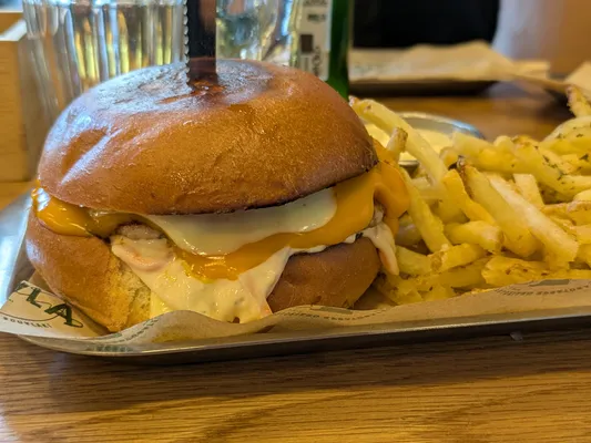 delicious burger with chips no image editing and natural colours